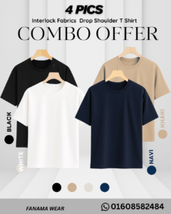 **Alt Text:** Fanamawear 230+ GSM Drop Shoulder T-Shirt in Bangladesh made with export interlock cotton and premium stitching