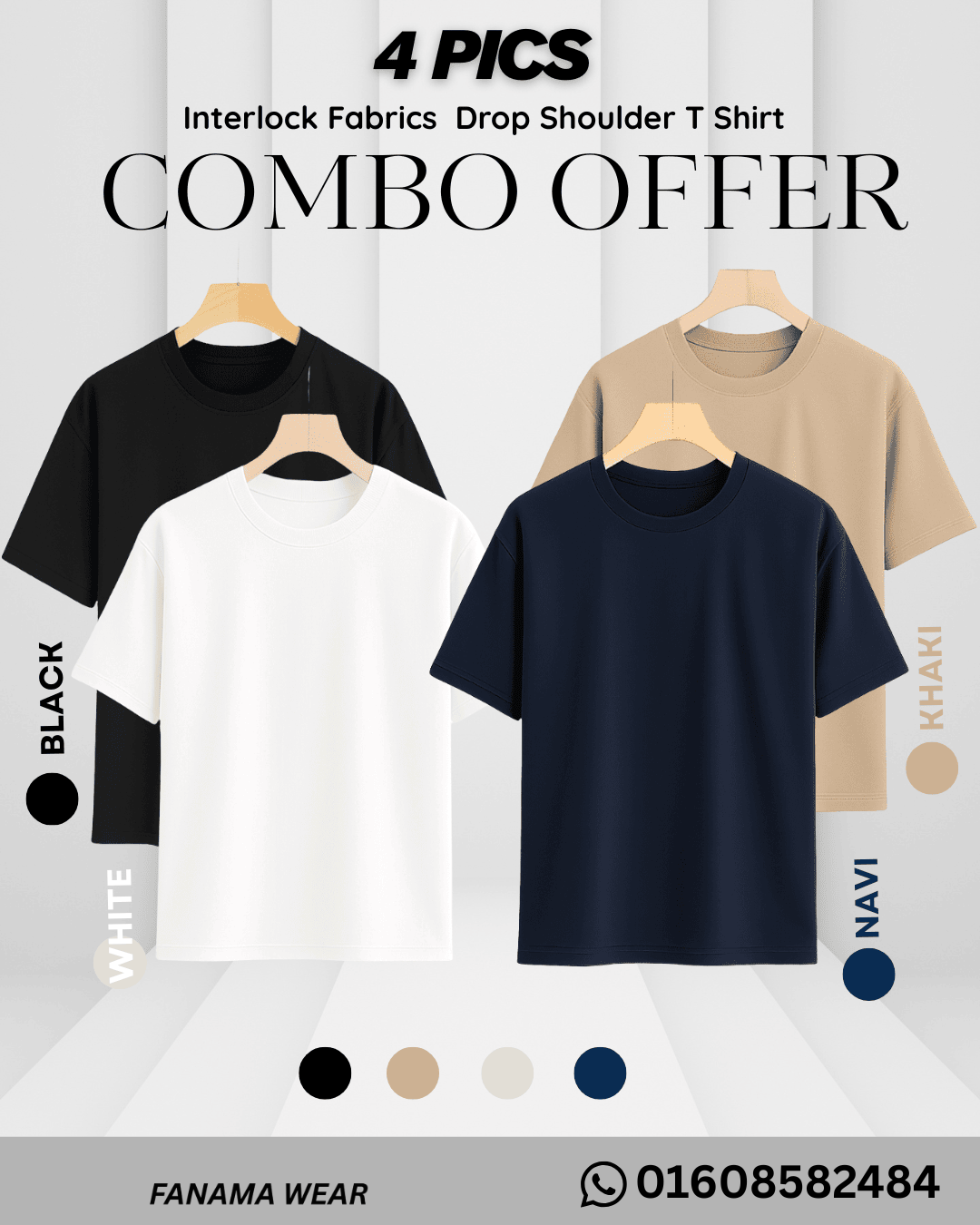 **Alt Text:** Fanamawear 230+ GSM Drop Shoulder T-Shirt in Bangladesh made with export interlock cotton and premium stitching