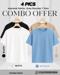 **Alt Text:** Fanamawear 230+ GSM Drop Shoulder T-Shirt in Bangladesh made with export interlock cotton and premium stitching