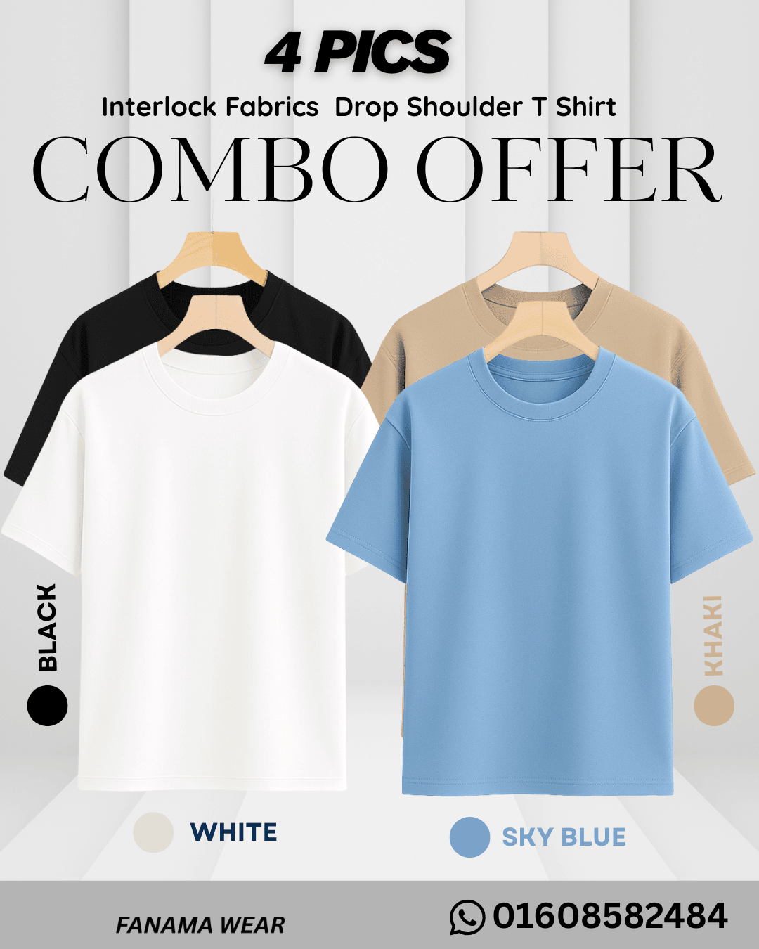 **Alt Text:** Fanamawear 230+ GSM Drop Shoulder T-Shirt in Bangladesh made with export interlock cotton and premium stitching