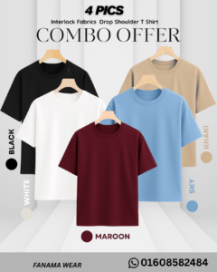 **Alt Text:** Fanamawear 230+ GSM Drop Shoulder T-Shirt in Bangladesh made with export interlock cotton and premium stitching
