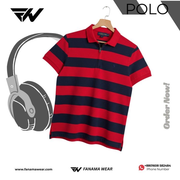 Premium Stripe Polo T-Shirt