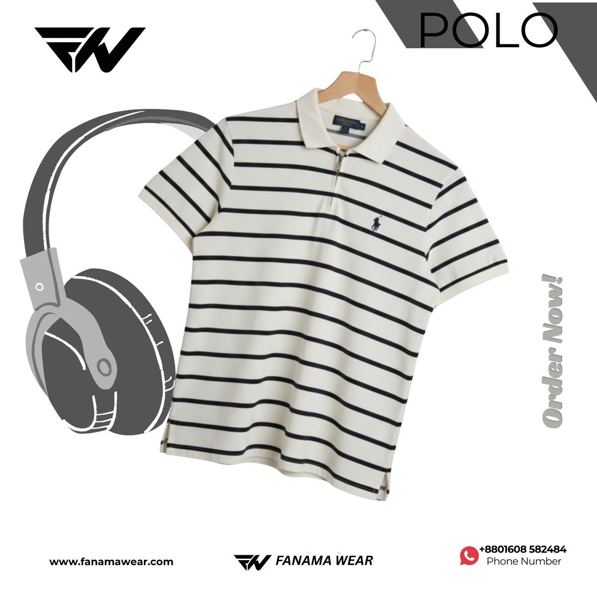 fanamawear White And BlackSimpel polo