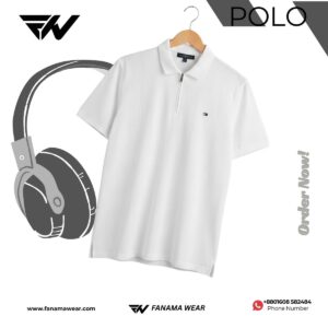 Premium Stripe white polo